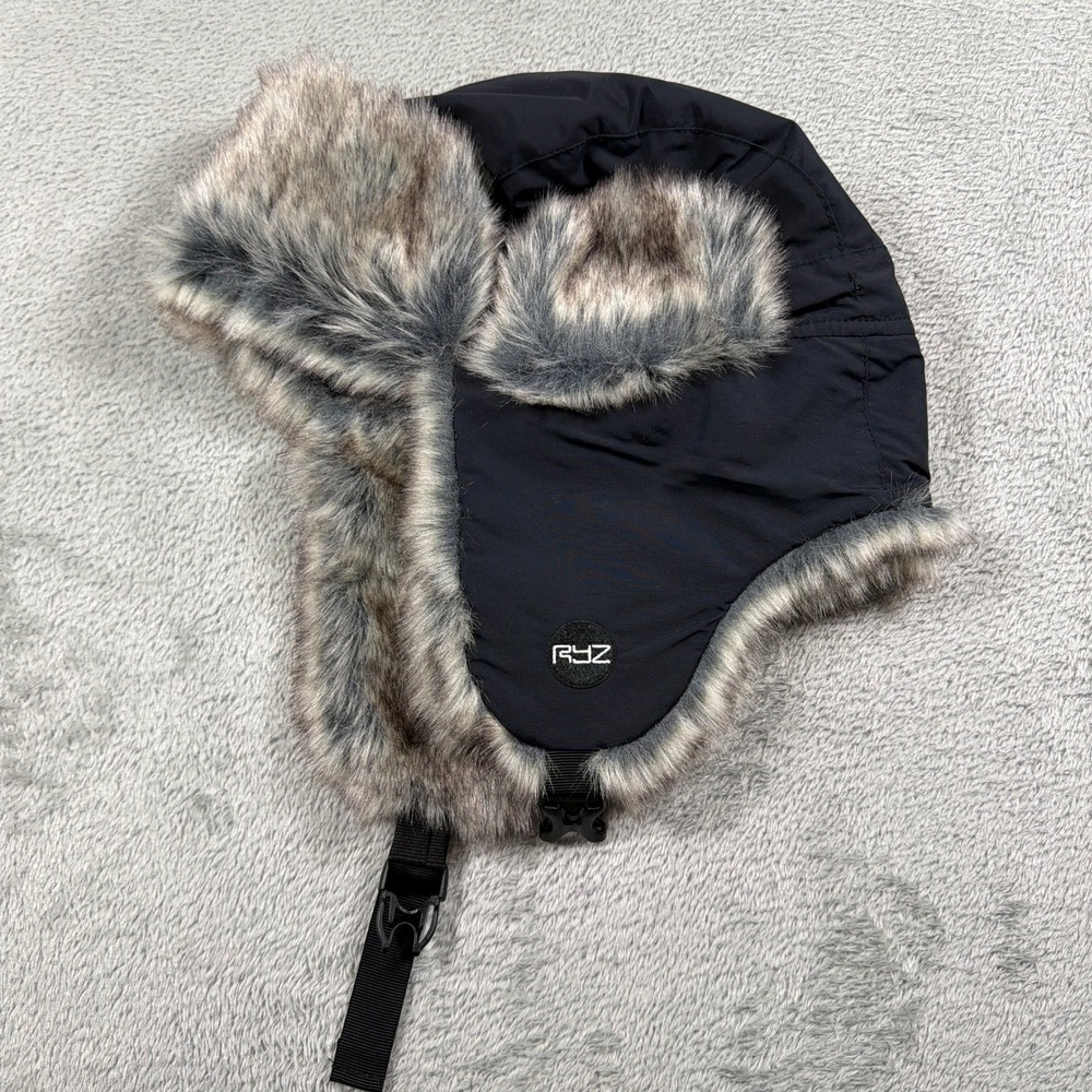 RYZ Trapper Hat Women One Size Black Faux Fur Aviator Bomber